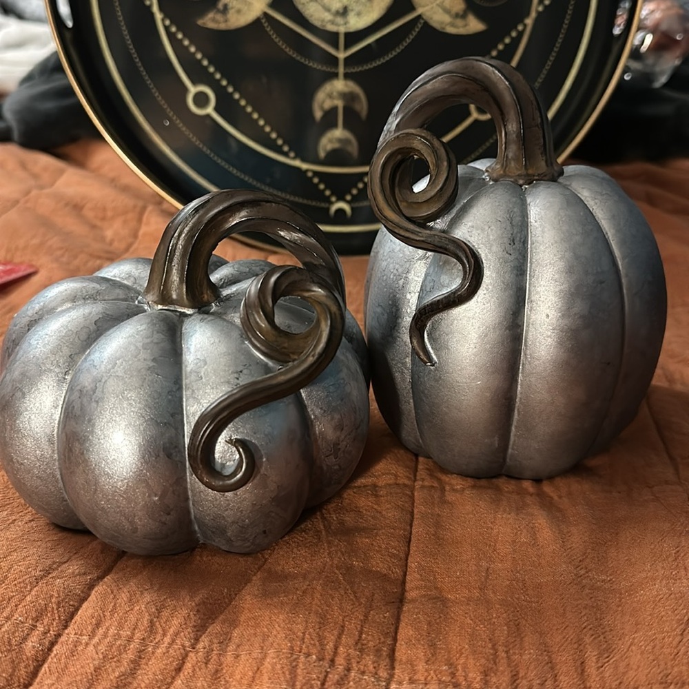 🎃 Set of 2 silver pumpkins